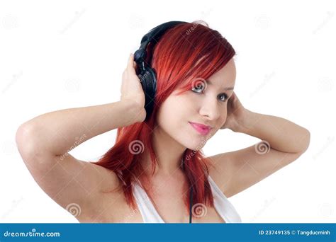 Relaxing! Listening music stock image. Image of hair - 23749135