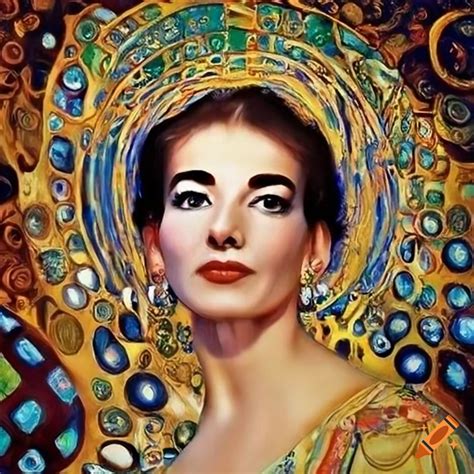 Album cover with maria callas inspired by gustav klimt on Craiyon