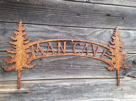 Man Cave rustic metal sign | Metal signs, Welded metal projects, Rustic metal