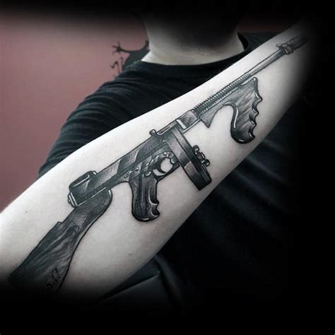 50 Tommy Gun Tattoo Ideas For Men - Firearm Designs