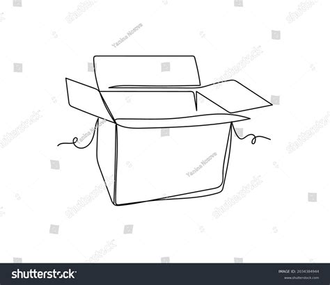 Continuous One Line Drawing Open Cardboard Stock Vector (Royalty Free ...