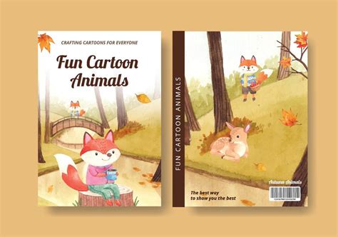 Cover book template with autumn animal concept,watercolor style 3598021 ...