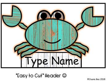 Crab Theme Classroom Decor - Bulletin Board Set (EDITABLE) by Joanie Bee