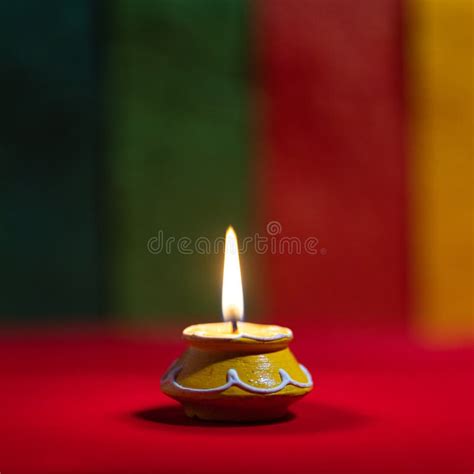 Earthen Lamp in Colorful Setting during Diwali Stock Image - Image of ...