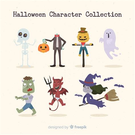 Free Vector | Classic halloween character collection with flat design