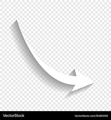 Declining arrow sign white icon with soft Vector Image