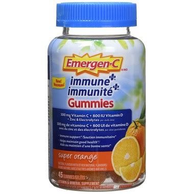 Buy Emergen-C Immune+ Gummies Vitamin C Multivitamins Super Orange Flavour at Well.ca | Free ...