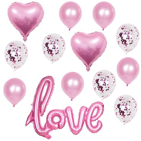 1 Set Heart Shape Valentines Day Balloons Flexible Emulsion Wedding ...