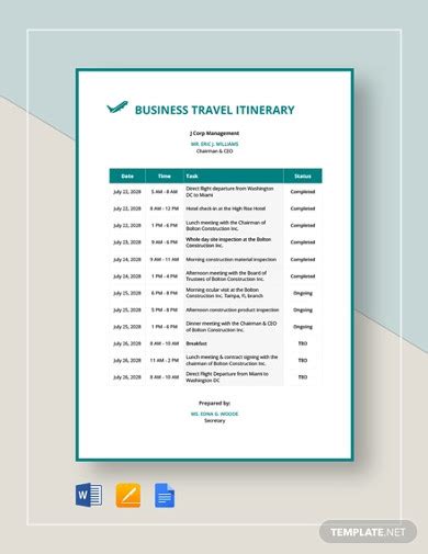 Travel Itinerary - 30+ Examples, Format, Pdf