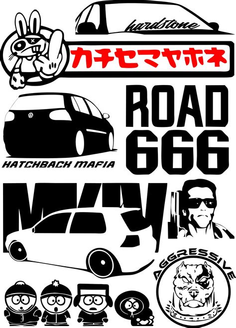 Stickers on Cars Set Vector Free Vector cdr Download - 3axis.co