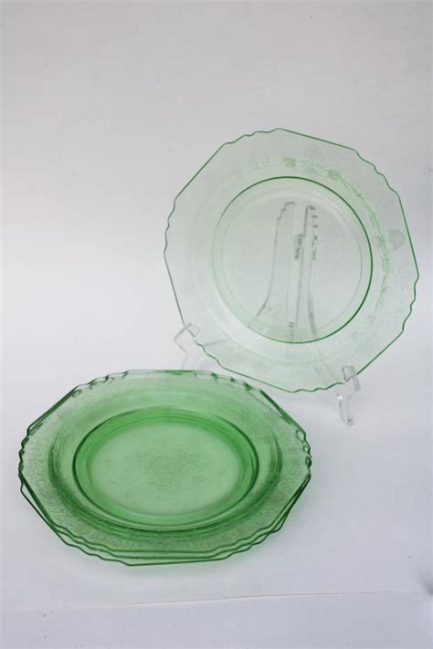 uranium glow vintage green depression glass plates, Hazel Atlas ...