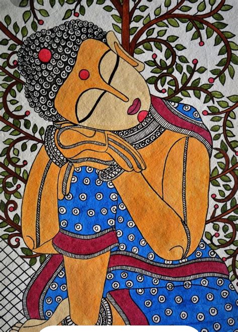 Ladies Madhubani painting | Etsy | Buddha art painting, Buddha art drawing, Indian art paintings