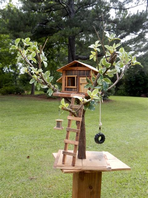 Tree House Dreams Bird House Functional or by TheMomandPopWoodshop