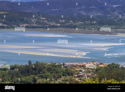 Beautiful scenery of the Minho river in Galicia as a border between ...