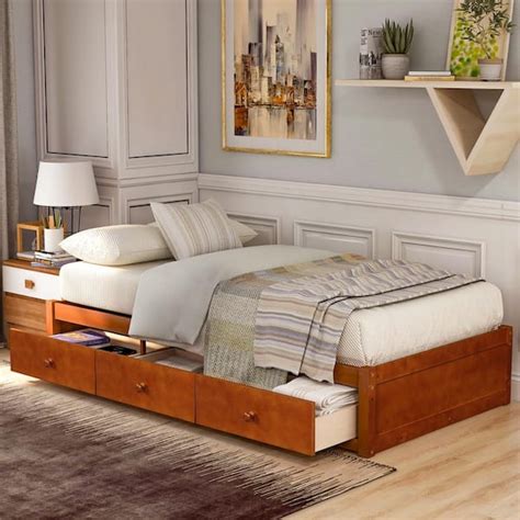 Have a question about Harper & Bright Designs Oak Twin Size Platform Storage Bed with 3 Drawers ...