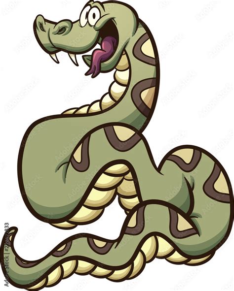 Happy cartoon boa constrictor snake. Vector clip art illustration with simple gradients. All in ...