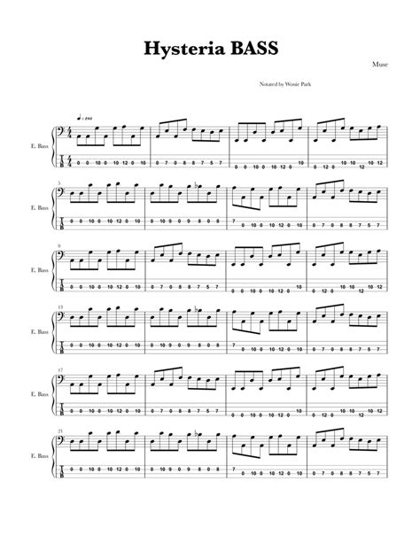 Hysteria by Muse - Bass Guitar - Digital Sheet Music | Sheet Music Plus