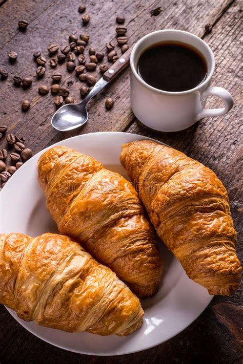 Coffee And Croissant Stock Photo | Coffee breakfast, Food photography ...