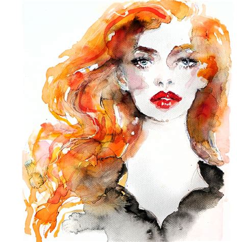 Red lips, watercolor beauty illustration : r/Watercolor