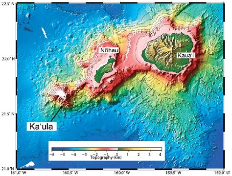 Map of northern Hawaiian Islands (Kaua'i, Ni'ihau, and Ka'ula shown in... | Download Scientific ...