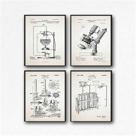 Science Posters Scientific Poster Laboratory Decor Science Lab Poster Vintage Microscope Test ...