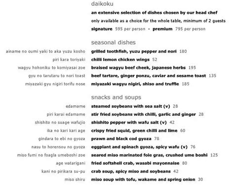 Zuma Menu, Menu for Zuma, DIFC, Dubai - Zomato