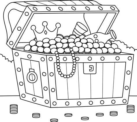 Big Treasure Chest Coloring Page for Kids 6823360 Vector Art at Vecteezy