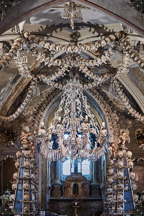 Sedlec Ossuary Chandelier Photo Art Print, Bone Church Photograph by Sedlec Ossuary Project