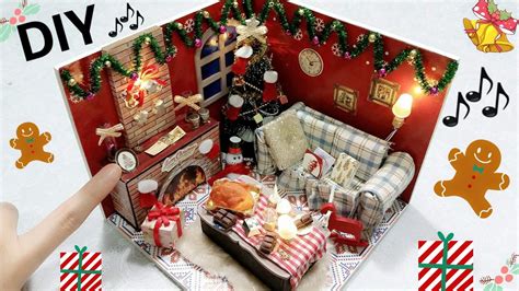 DIY Miniature Christmas Dollhouse with Music and Lights - YouTube