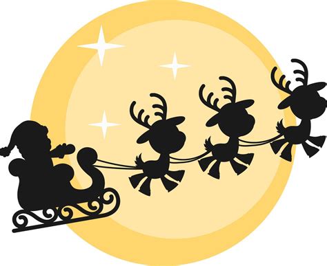 Santa's Sleigh with Moon (40% off for Members) | Santa sleigh silhouette, Silhouette christmas ...