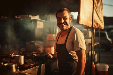 Premium AI Image | portrait of a latin hispanic food truck owner