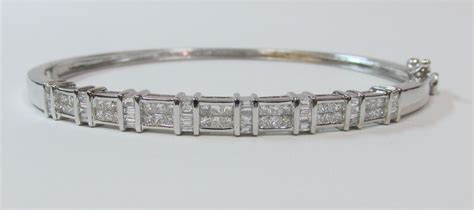 Diamond 14K White Gold Bangle Bracelet - Country Club Jewels