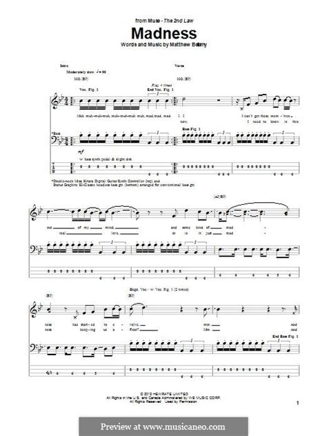 Madness (Muse) by M. Bellamy - sheet music on MusicaNeo