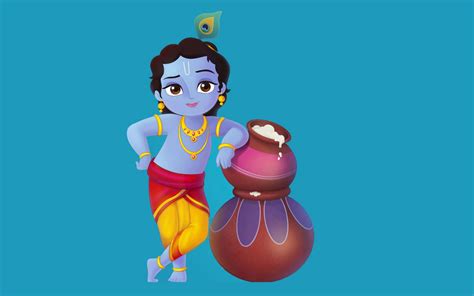 Download Animated Cartoon Little Krishna Wallpaper | Wallpapers.com