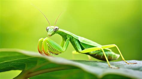 Premium AI Image | Mantis on a leafmacro photo