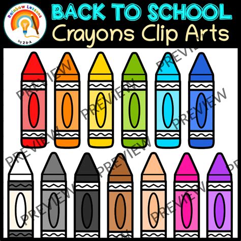 Crayons Clip Art | Colorful Crayons Clipart | Rainbow Crayon Clipart ...