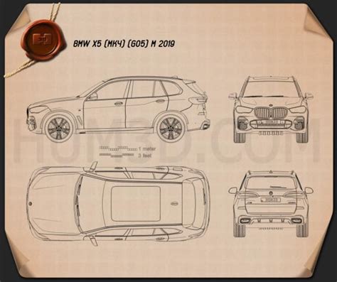 BMW X5 M 2019 Blueprint - Hum3D