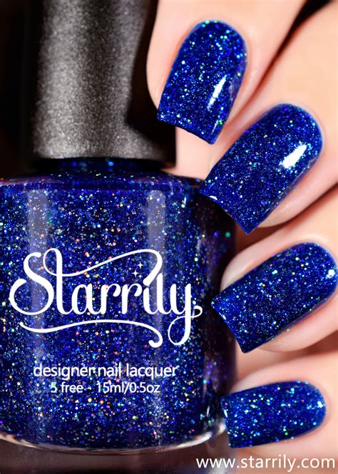 Starrily Bioluminescence - Dark Blue Glitter Holo Nail Polish - 15 ml