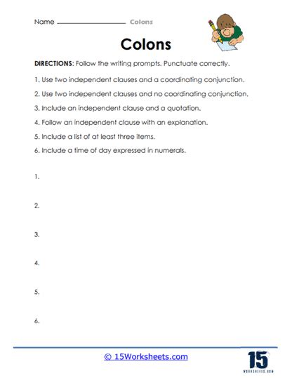 Colons Worksheets - 15 Worksheets.com