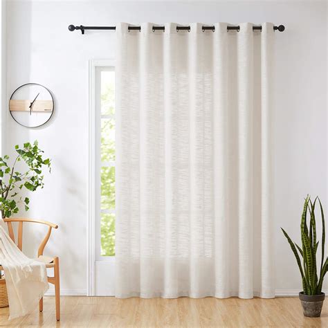 Buy Natural Sliding Door Curtain 84" Sheer Linen Curtains for Living ...