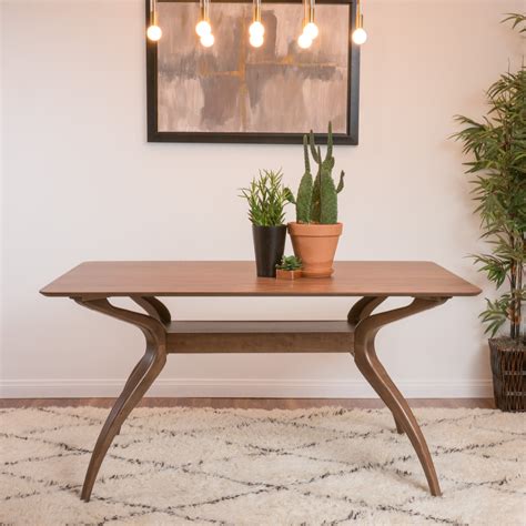 Mabel Natural Walnut Finish Wood Mid Century Modern Dining Table - LAVORIST