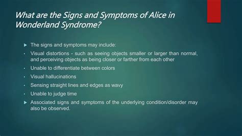 What are the Signs and Symptoms of Alice in Wonderland Syndrome? | PPT