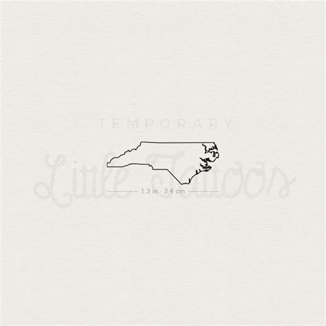 North Carolina Map Outline Temporary Tattoo - Set of 3 – Little Tattoos