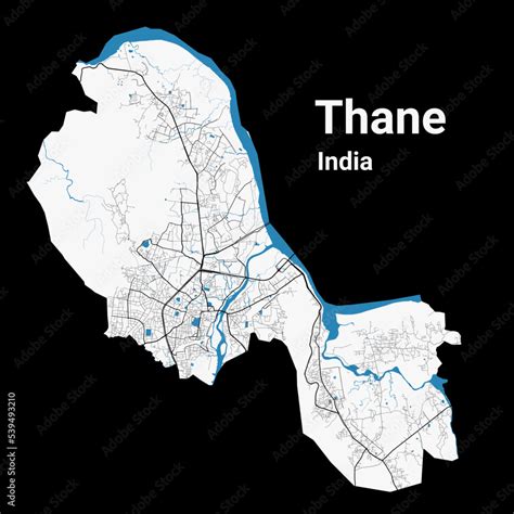 Thane map. Detailed map of Thane city administrative area. Cityscape ...