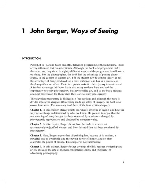 1 John Berger, Ways of Seeing