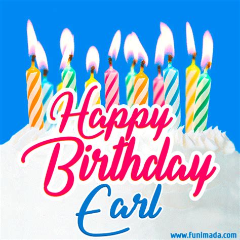 Happy Birthday GIF for Earl with Birthday Cake and Lit Candles ...