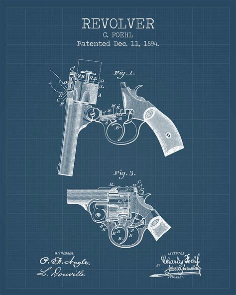 Revolver blueprints #1 Digital Art by Dennson Creative - Pixels