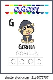 Alphabet Letter G Gorilla Page Cute Stock Vector (Royalty Free) 2165073757 | Shutterstock