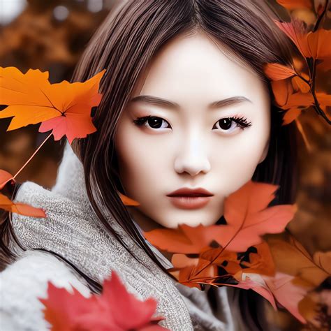 Beautiful Japanese girl in autumn, intricate, elegant, highly de ...