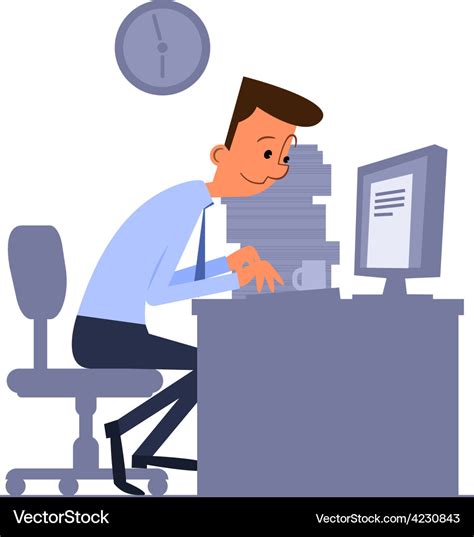 Cartoon office worker typing on computer Vector Image